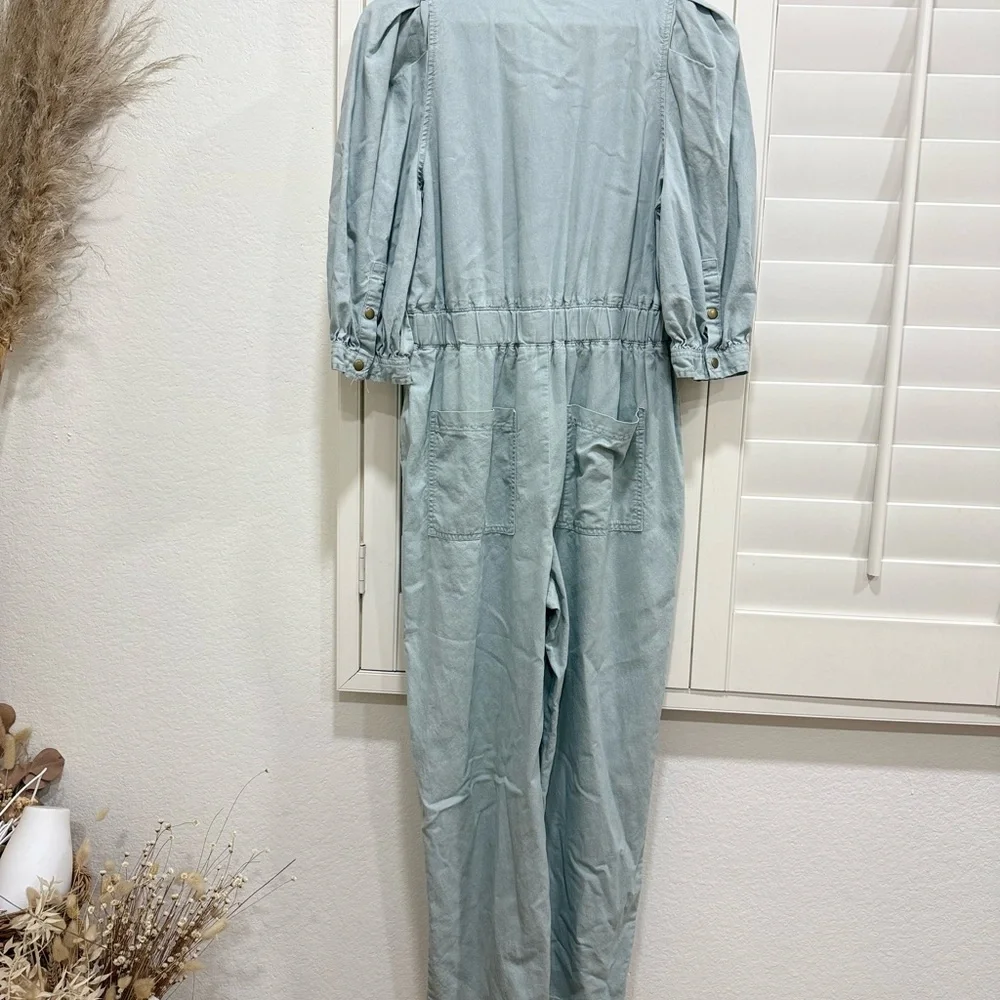 Light Blue Green Jumpsuit with Pockets - Picture 4 of 8